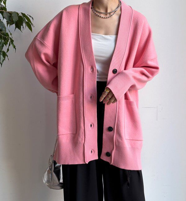  「マシーンウォッシャブルニットカーディガン」|カーディガン|ピンク