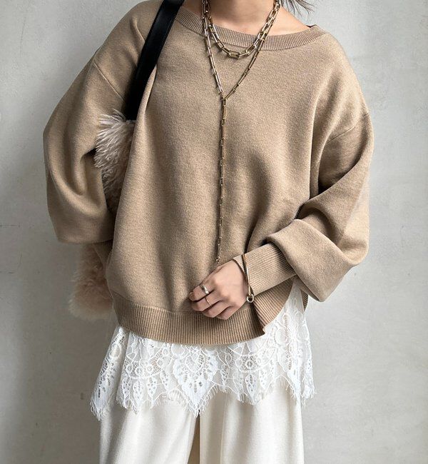  「アシメラウンドニットプルオーバー」|ニット・セーター|