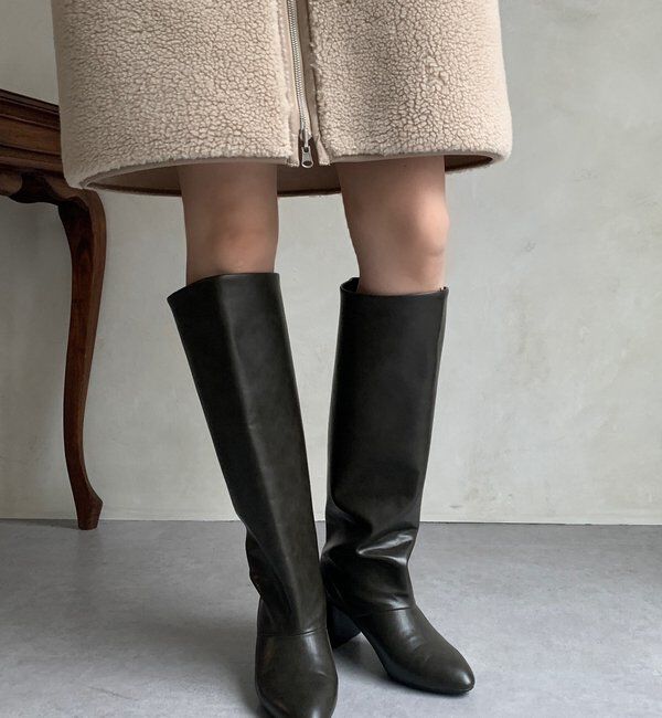  「6センチヒールワイドロングブーツ」|ロングブーツ|