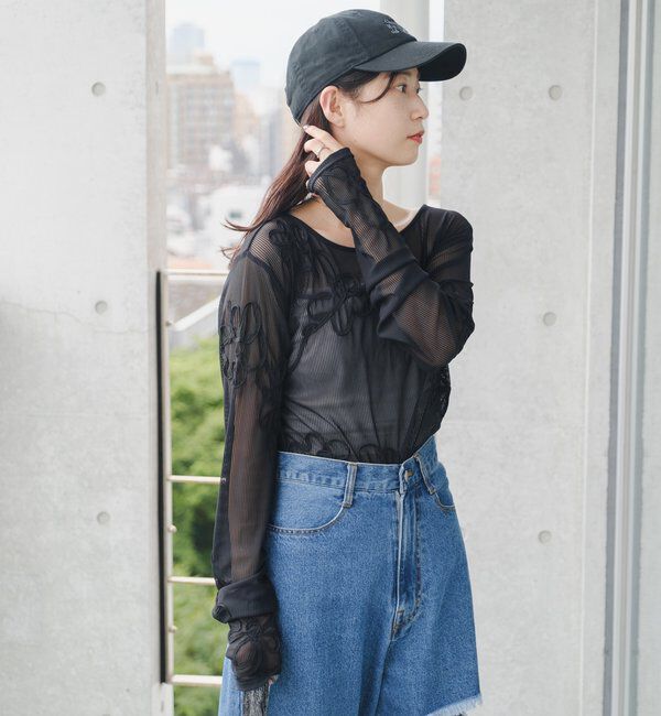  「フラワーコード刺繍シアーTOPS」|Tシャツ・カットソー|