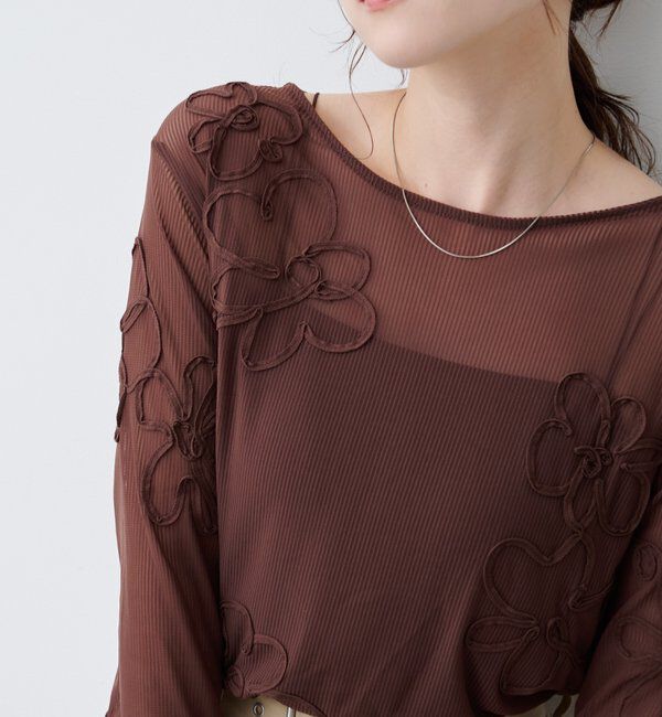  「フラワーコード刺繍シアーTOPS」|Tシャツ・カットソー|