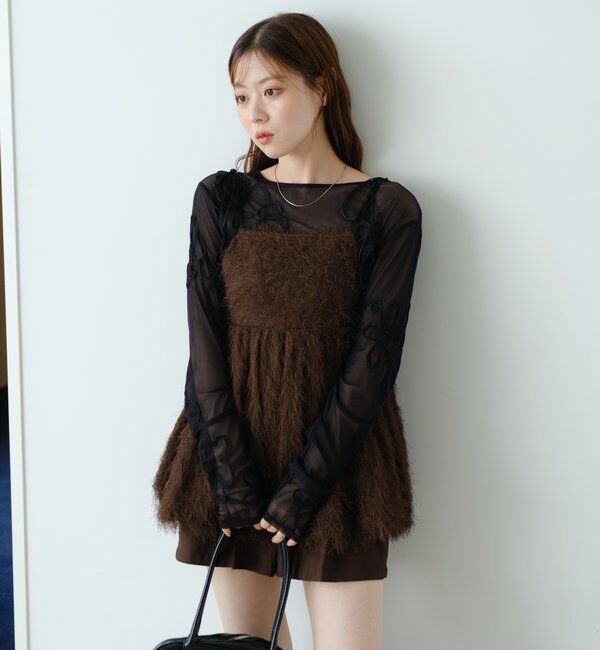  「フラワーコード刺繍シアーTOPS」|Tシャツ・カットソー|