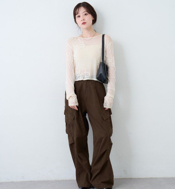  「フラワーコード刺繍シアーTOPS」|Tシャツ・カットソー|