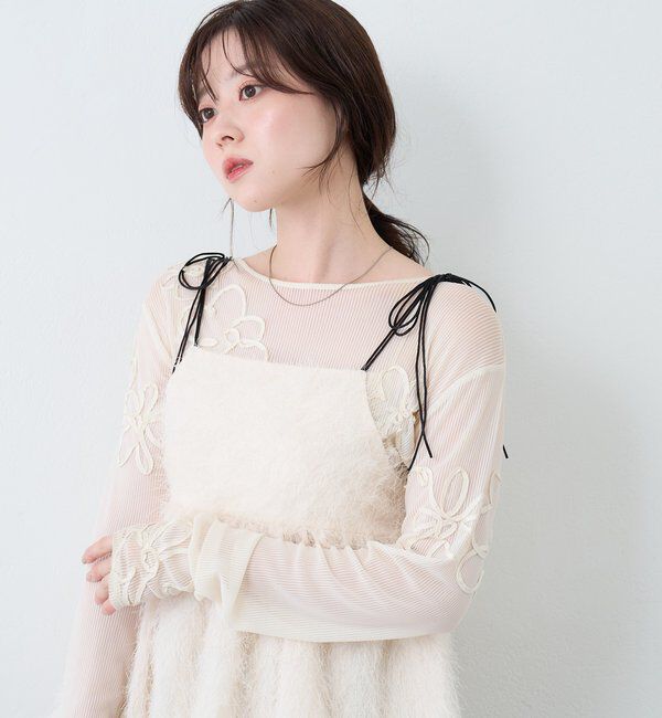  「フラワーコード刺繍シアーTOPS」|Tシャツ・カットソー|