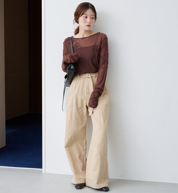  「フラワーコード刺繍シアーTOPS」|Tシャツ・カットソー|