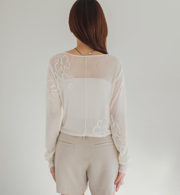  「フラワーコード刺繍シアーTOPS」|Tシャツ・カットソー|
