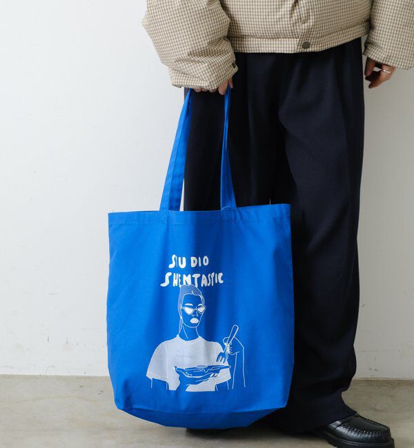  「【WHIMSIC】シェンタスティック スタジオシルクスクリーンプリントBAG」|トートバッグ|ブルー