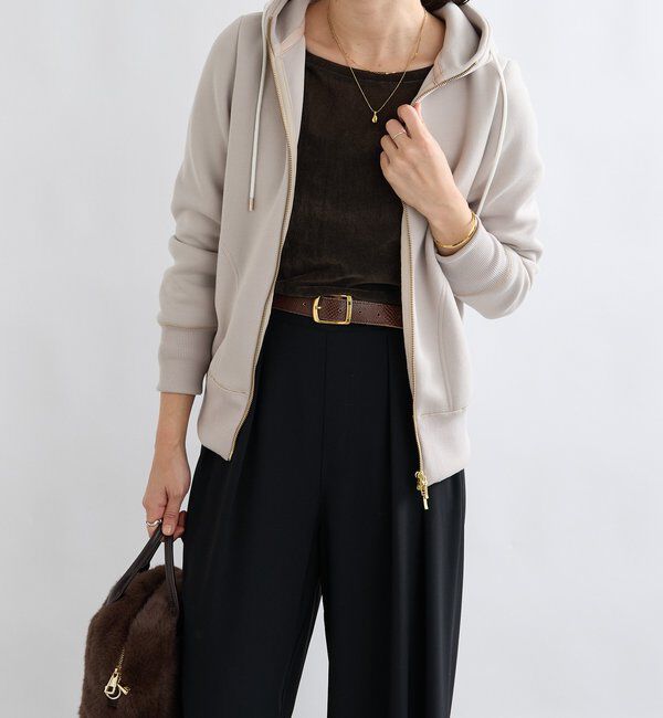  「【WEB限定/キレイめ上品】スポンジダンボールZIPパーカーカットソー」|パーカー|