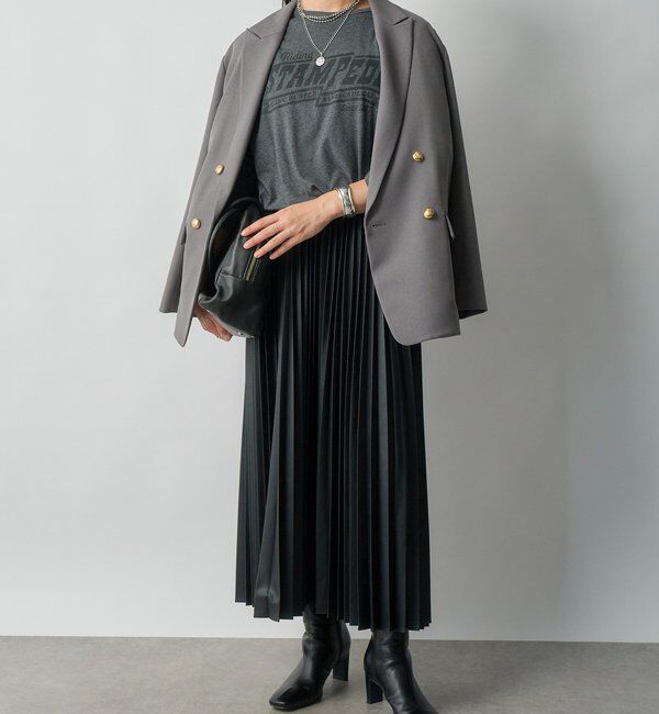  「【リバイバル/ウエストゴムで着やすい】レザーライクプリーツスカート」|スカート|
