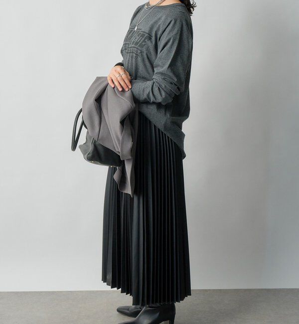  「【リバイバル/ウエストゴムで着やすい】レザーライクプリーツスカート」|スカート|