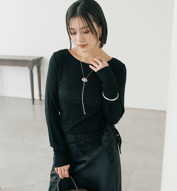  「【リバイバル/やわらかな肌触り】シルクカシミヤブレンドボートT」|Tシャツ・カットソー|