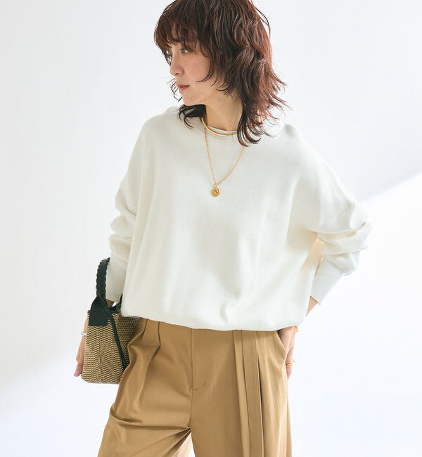  「【セットアップ対応】コットンスムースラウンドヘムニット」|ニット・セーター|