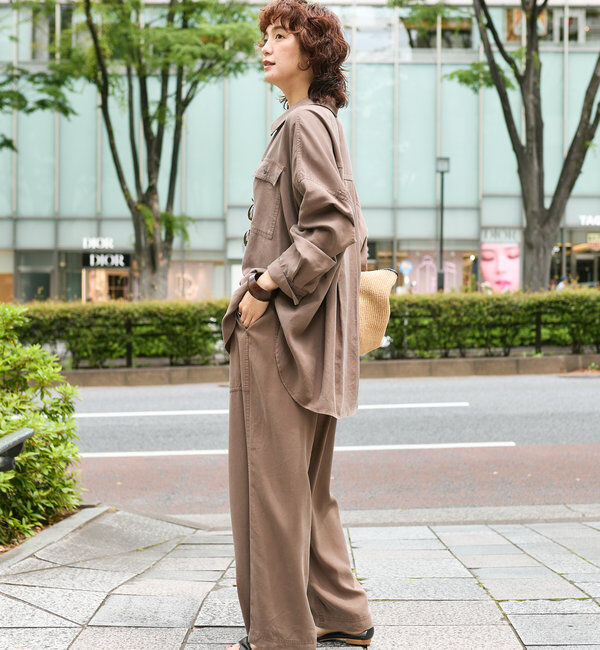  「【セットアップ可能】ガーメントダイワイドパンツ」|チノ|