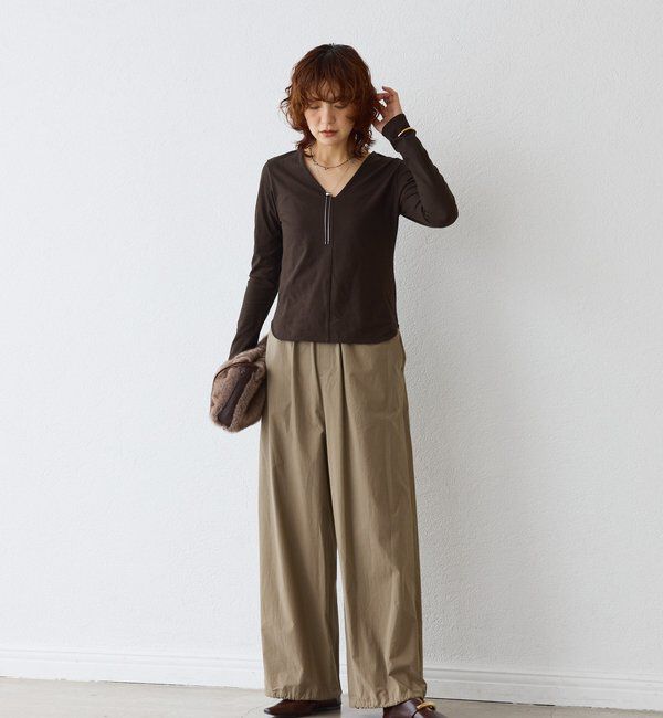  「【こなれ感抜群】ベルテッドワイドパンツ」|チノ|