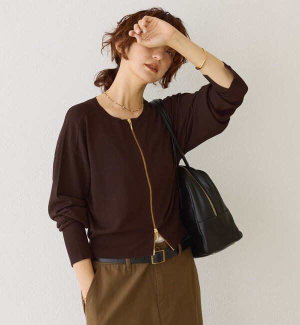  「【大人のこなれ感】ZIPニットカーディガン」|カーディガン|