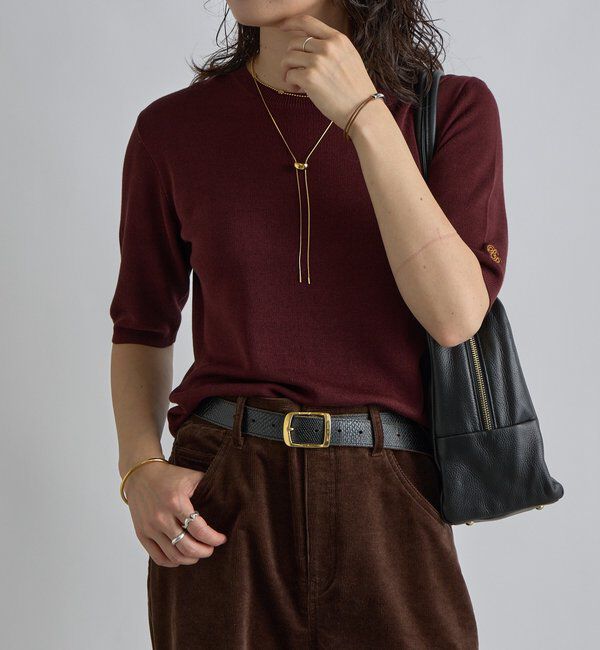 「【接触冷感】ゴブソデニットTee」|ニット・セーター|バーガンディー