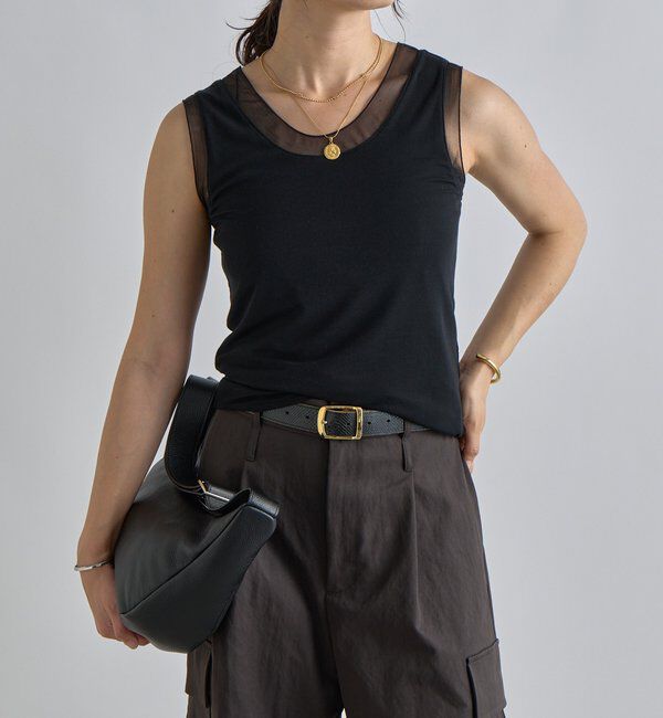  「【抜け感】チュールコンビタンク」|キャミソール|