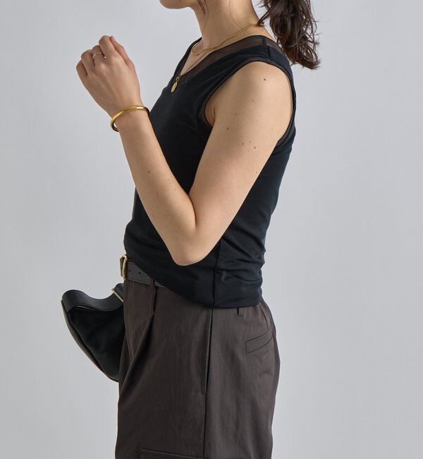  「【抜け感】チュールコンビタンク」|キャミソール|