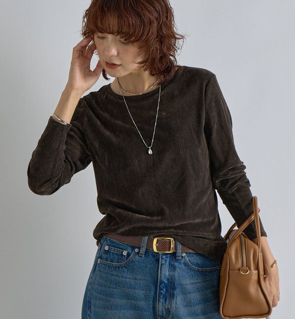  「【シーズンムード高まる】フロッキーチュールロンTee」|Tシャツ・カットソー|ダークブラウン