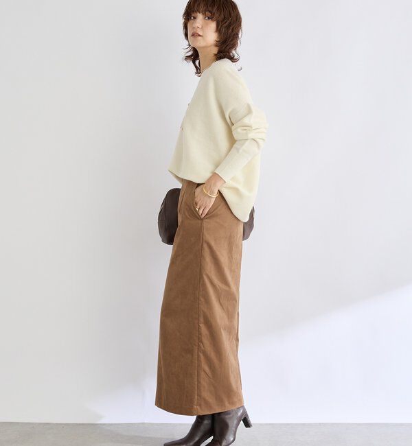  「【すっきり見えが叶う】ブラッシュドクロスIラインスカート」|スカート|