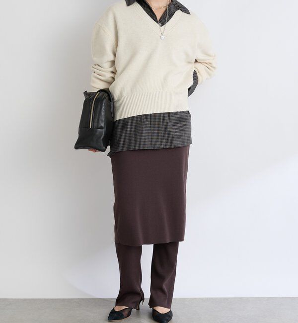  「【キャッチーなアイテム】スカートドッキングニットパンツ」|チノ|
