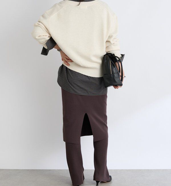  「【キャッチーなアイテム】スカートドッキングニットパンツ」|チノ|