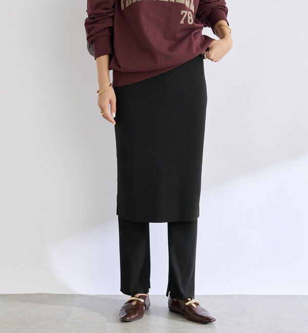  「【キャッチーなアイテム】スカートドッキングニットパンツ」|チノ|