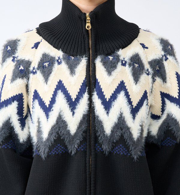  「【モダンな印象】ノルディックニットブルゾン」|カーディガン|