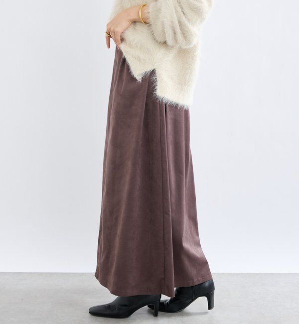  「【モダンな印象】ブラッシュドクロスサイドタックスカート」|スカート|