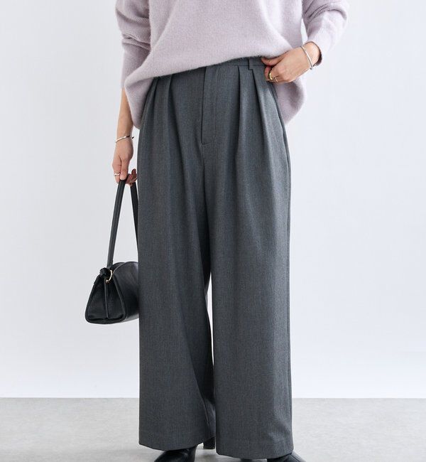  「【真冬もあたたか】裏起毛スラックスパンツ」|チノ|チャコールグレー