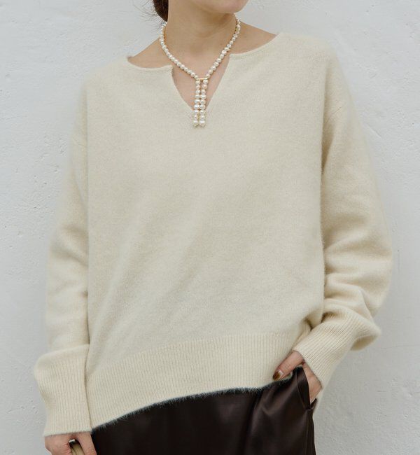 「【デコルテ美人ニット】ファーウールキーネックニット」|ニット・セーター|