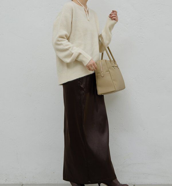  「【デコルテ美人ニット】ファーウールキーネックニット」|ニット・セーター|