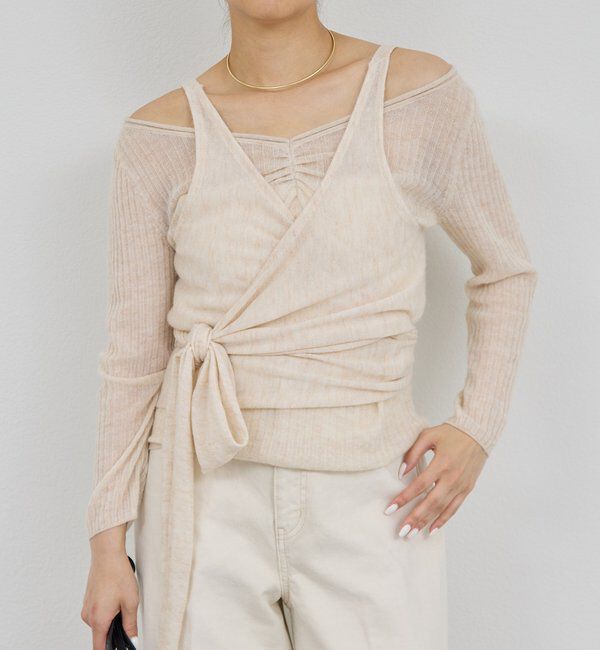  「【アンサンブル対応】カシュクールニット」|ニット・セーター|ベージュ