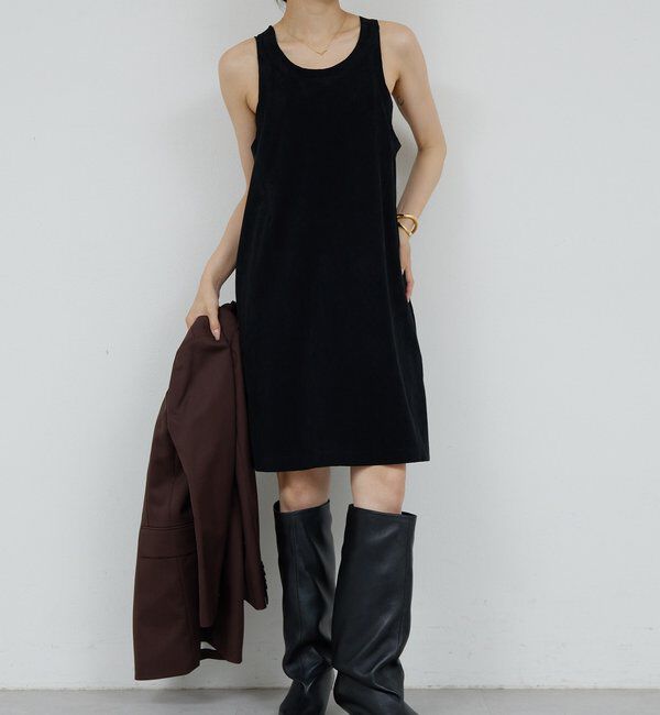  「【HERITANOVUM】エコスエードミニドレス」|ワンピース|ブラック