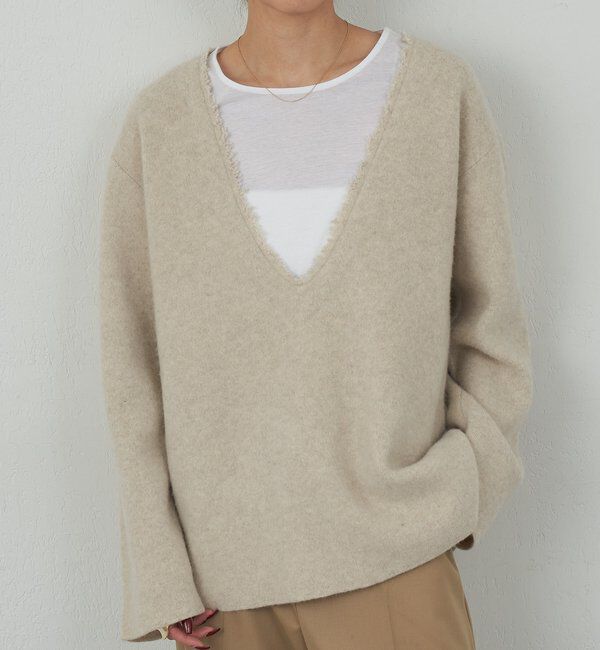  「【HERITANOVUM】 Vチュニックニット」|ニット・セーター|ベージュ