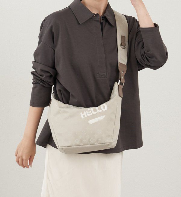  「ステンシル風プリント ナイロン2WAYミニショルダーバッグ」|ショルダー・メッセンジャー|エクリュ