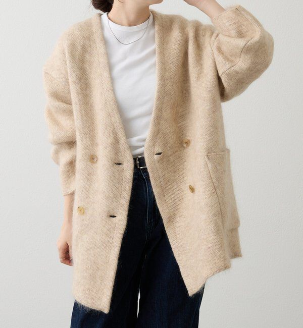  「【再値下げ】モヘアダブルニットコート」|その他|ベージュ