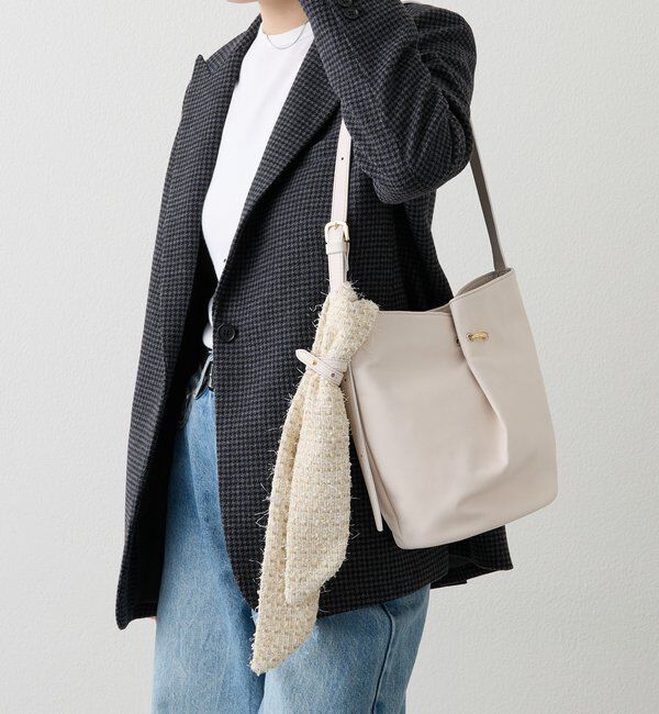  「ツイードスカーフ付きレザー2WAYショルダーバッグ」|ショルダー・メッセンジャー|