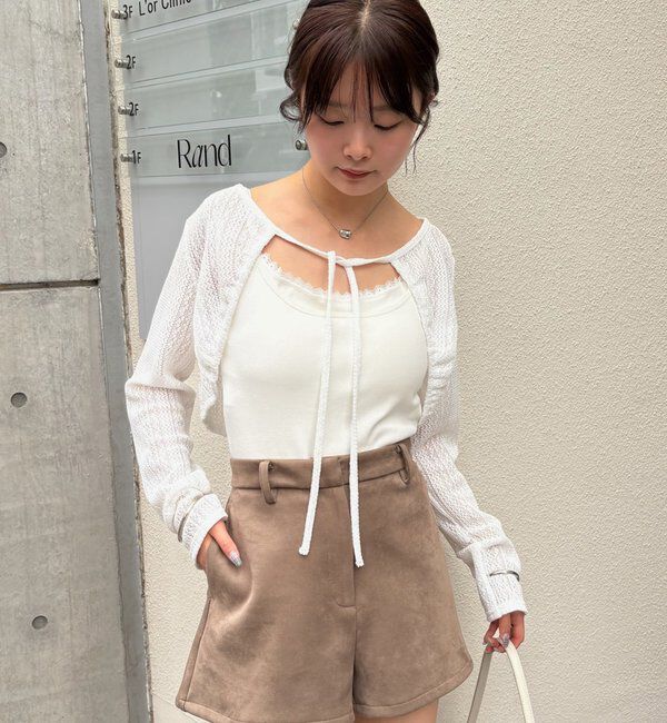  「ギャザーリボンボレロ」|カーディガン|