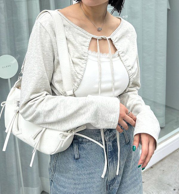  「ギャザーリボンボレロ」|カーディガン|