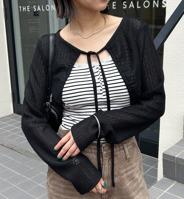  「ギャザーリボンボレロ」|カーディガン|