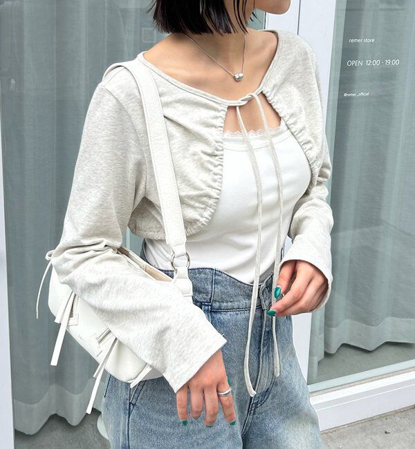  「ギャザーリボンボレロ」|カーディガン|