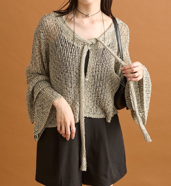  「フリルスリーブメッシュカーデ」|カーディガン|