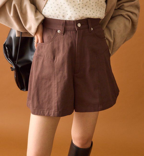  「タックワイドキュロット」|チノ|ブラウン