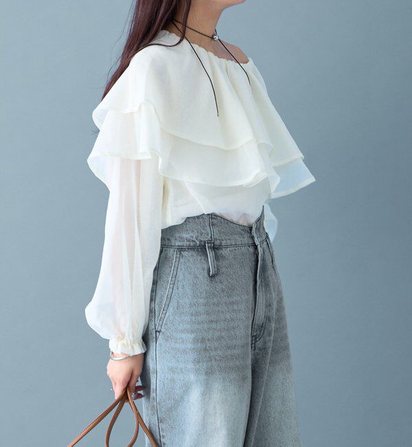  「シアーフリル長袖ブラウス」|シャツ・ブラウス|
