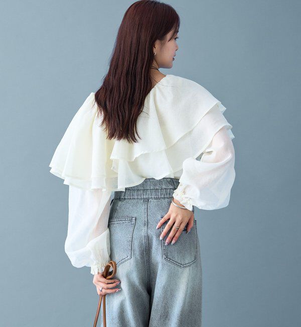  「シアーフリル長袖ブラウス」|シャツ・ブラウス|