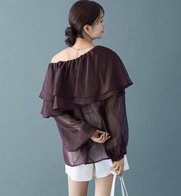  「シアーフリル長袖ブラウス」|シャツ・ブラウス|