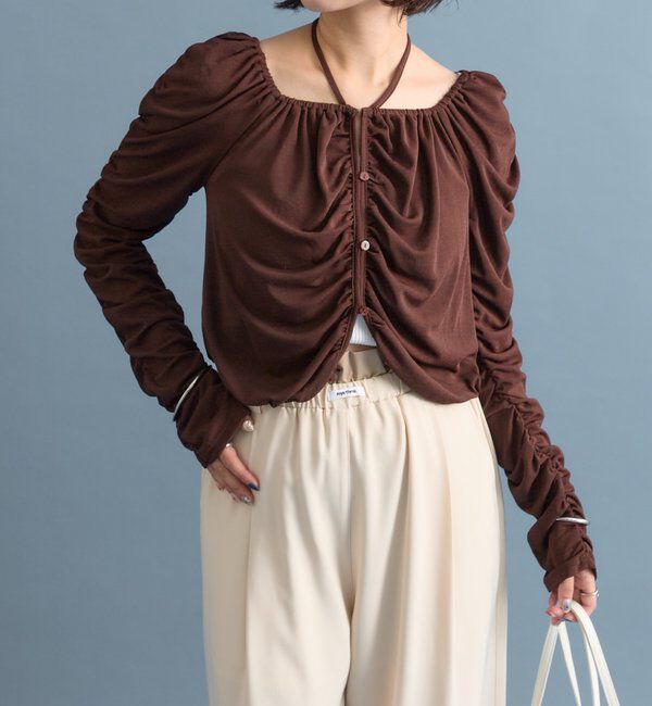  「スクエアネック シャーリングカーディガン」|Tシャツ・カットソー|