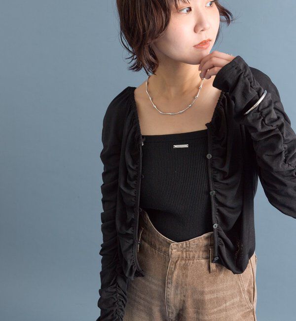  「スクエアネック シャーリングカーディガン」|Tシャツ・カットソー|