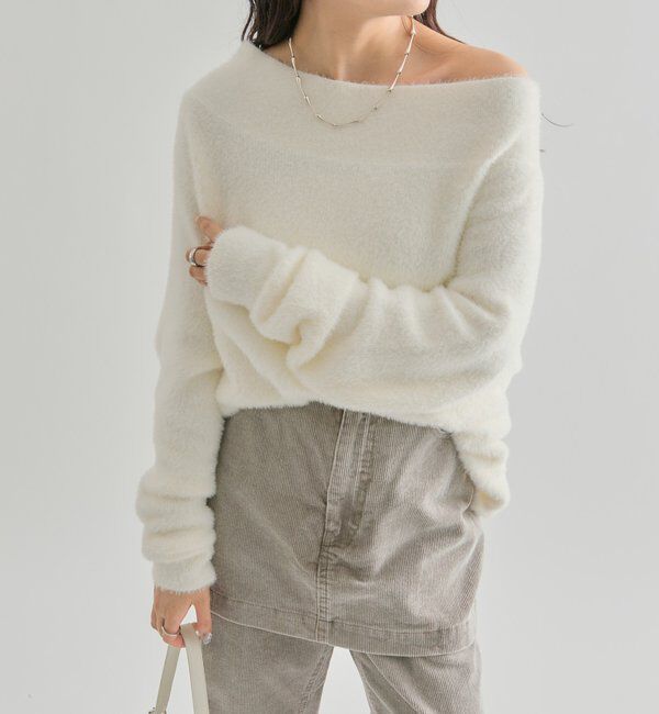  「ミンクライクワイドネックニット」|ニット・セーター|